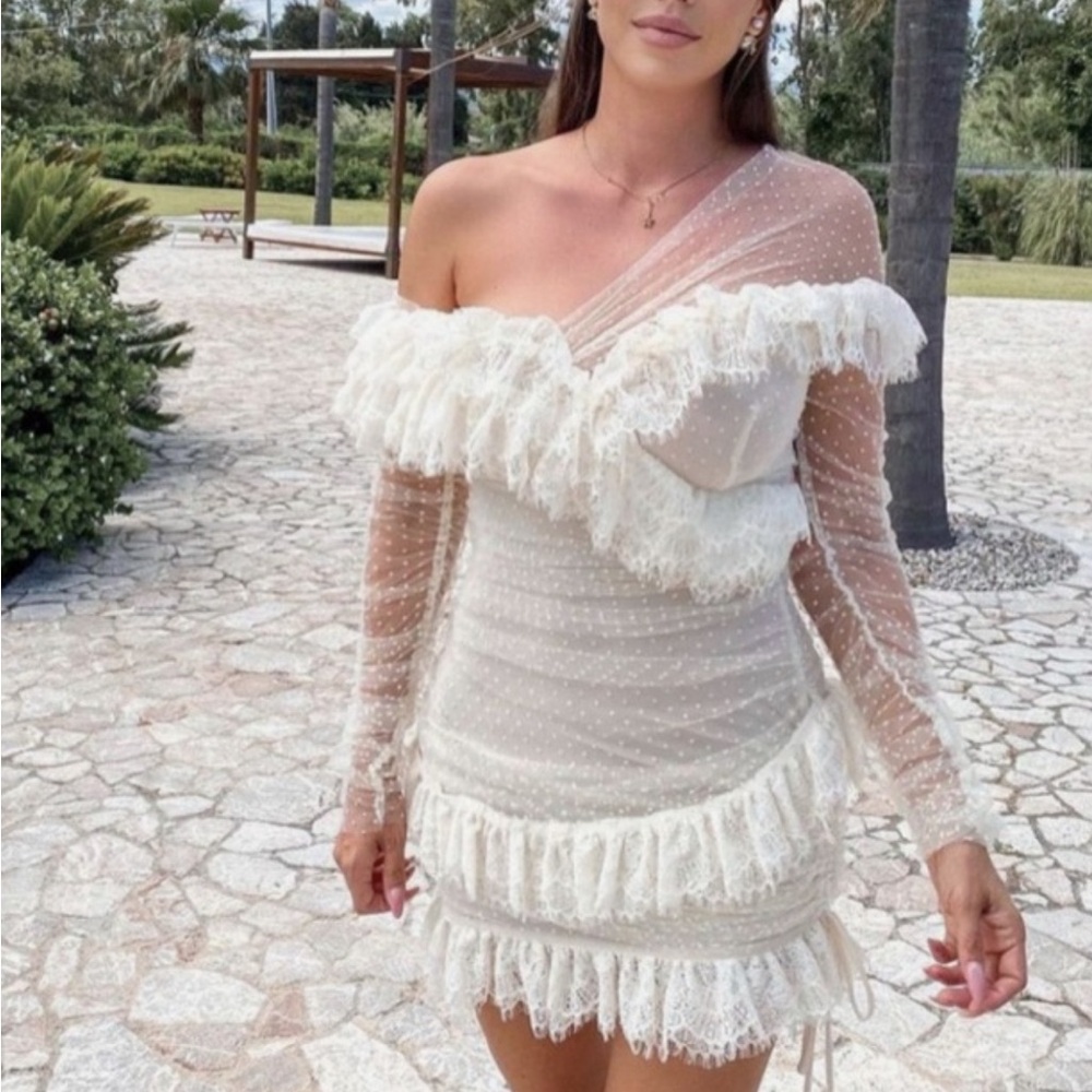 House of CB Cream Sorrel Shoulder Dress - Picture 2 of 4